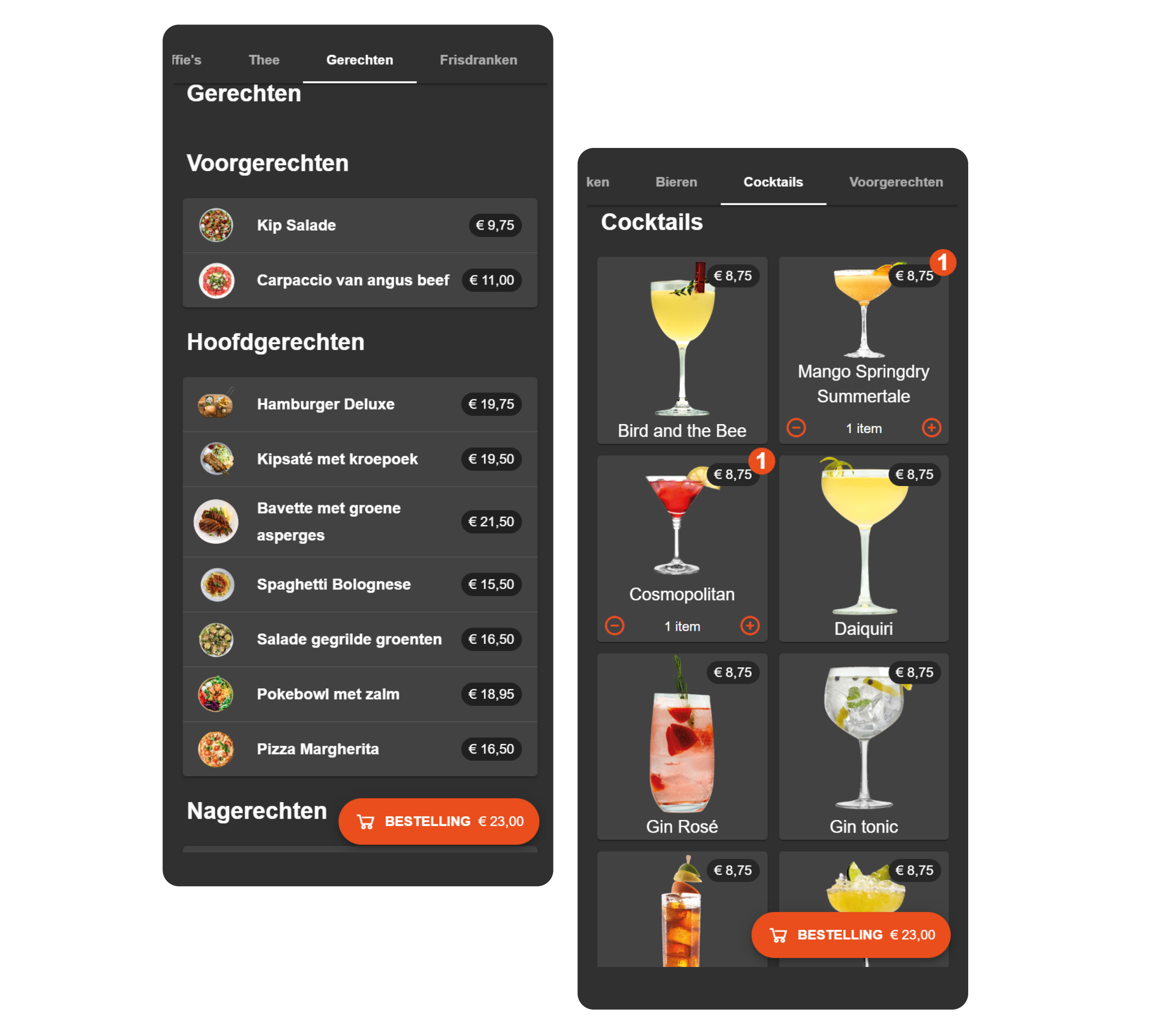 QR bestel app MplusKASSA white mode
